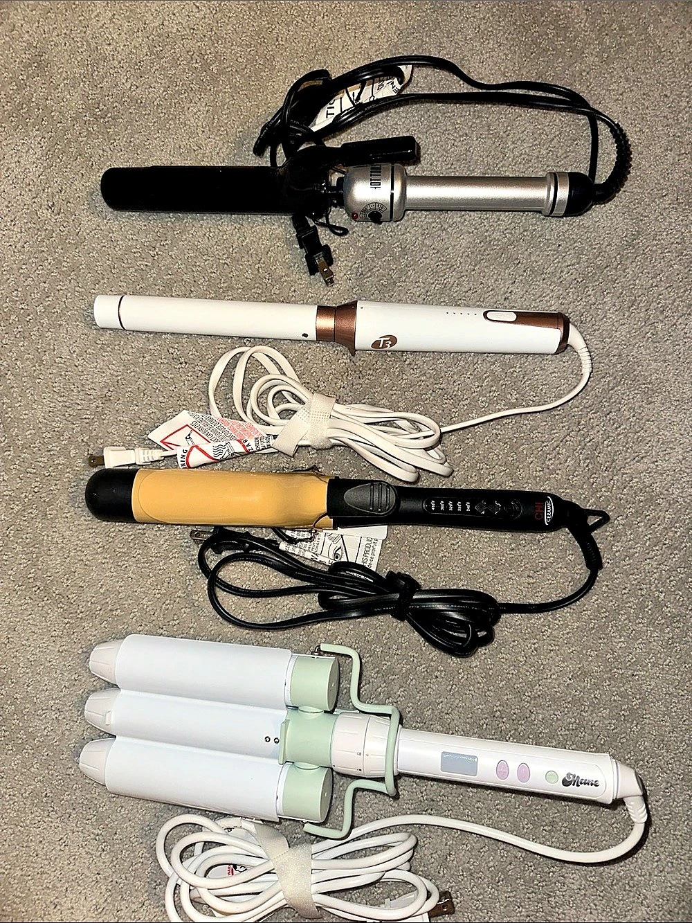 Like New! (4) Professional Curling Irons & Large Crimper Set Salon Beauty Hair